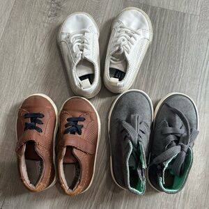 Kids Sneakers in White, Brown, and Gray